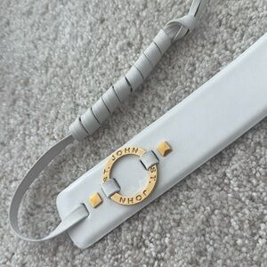 St. John White leather belt with Gold Circular accents